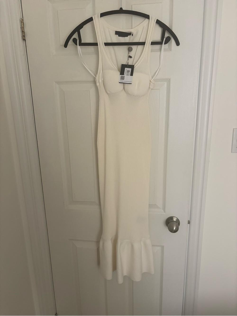 NWT Alexander Wang Ivory Ribbed Midi Dress with Bust Detail